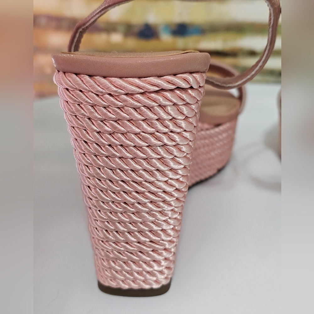 Steve Madden Tory Twist Blush Lea Leather Wedge Sandals Size 8 - Picture 10 of 13